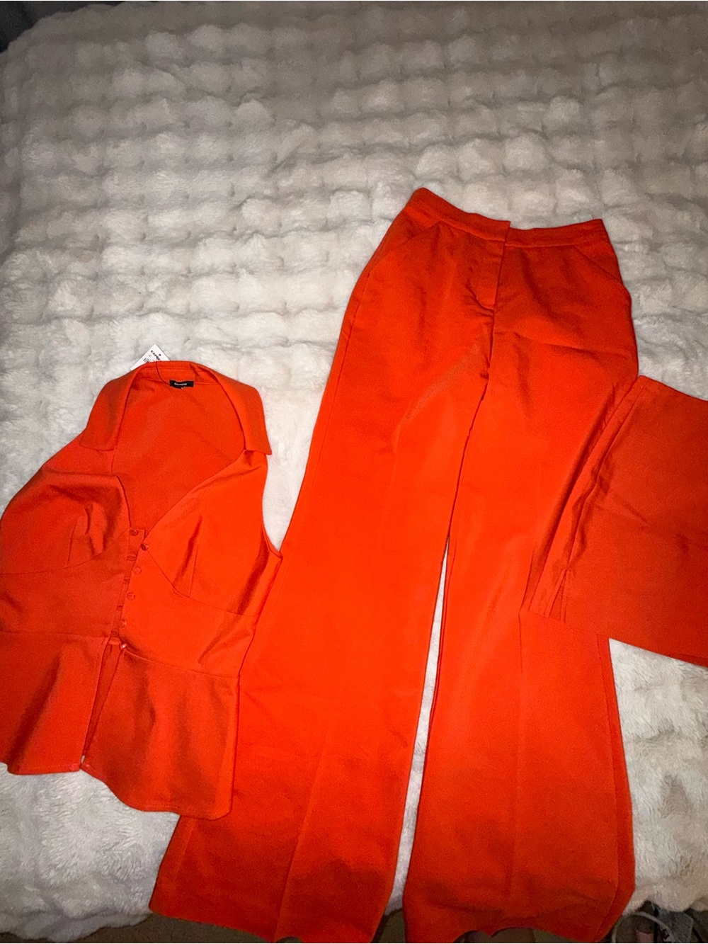 3 pieces Express Orange Boot-Cut Pants with Matching Vest AND Skort